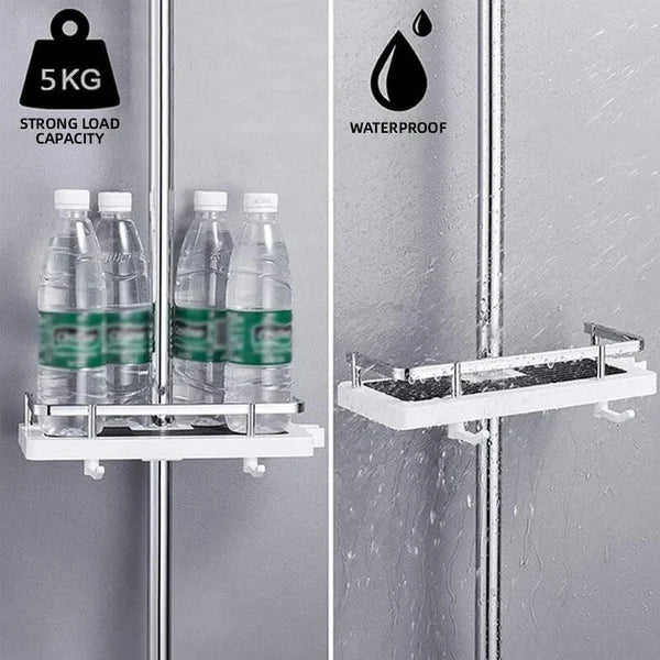 Shower rod storage shelf